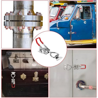 2 Pack 4003 Toggle Latch Clamp, 304 Stainless Steel Adjustable Toggle Latches With Lock Hole, High Loading Capacity Heavy Duty Toggle Clamp for Smoker Lid Jig, ToolBox Case
