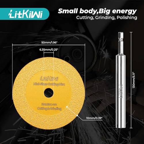 2PCS Diamond Cutting Blade Wheel with 1/4" Hex Shank for PVC Pipe Cutter - size: 2PCS Blades+1PCS Shank(length:2.75")