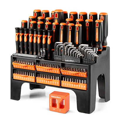 ValueMax 126-PC Magnetic Screwdriver Set with Plastic Racking Organizer, Magnetizer Demagnetizer, DIY Tools & Equipment for Men Women Mechanic, Herramientas Tool Bit Kit Home Improvement Gift - style: 126 PCS