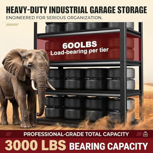Heavy Duty Garage Shelving 5 Tier Adjustable Metal Storage Rack - size: 5-Tier 40"Wx 16"Dx 72"H