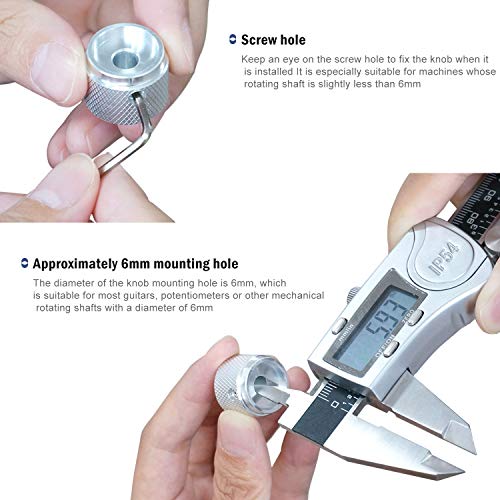 Taiss 2pcs Silver Aluminum Rotary Electronic Control Potentiometer Knob for 6mm Shaft, Volume/Audio/Switch Knob, 20mm x 17mm - color: Silver