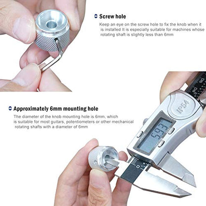 Taiss 2pcs Silver Aluminum Rotary Electronic Control Potentiometer Knob for 6mm Shaft, Volume/Audio/Switch Knob, 20mm x 17mm - color: Silver
