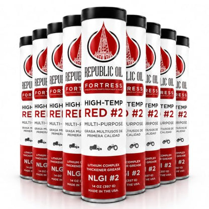 Republic Oil Premium Red #2 EP2 Lithium Complex Multi-Purpose Grease Tubes 10x14oz – High Temp Heavy Duty Grease Tube for Wheel Bearings, Chassis, 5th Wheels, Agriculture & Construction Made in USA - size: 10 x 14 oz Tubes