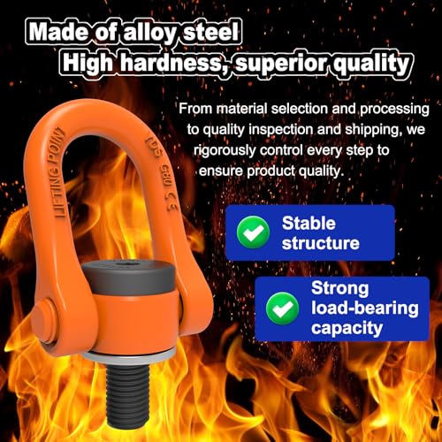 1 Pcs Swivel Eye Bolt, UNC Thread Universal Heavy Duty Swivel Hoist Rings 7/8" x 40 Max Load 6600 Lbs 360°Rotation Made of Alloy Steel, Tensile Strength > 1080MPa - size: 7/8" x 40