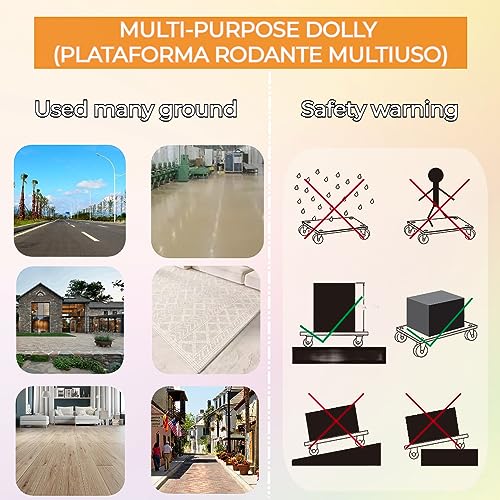 Furniture Dolly 4 Wheels, 22 x 11 inch, Furniture Movers, Two Packs of 1100 lb Load Capacity Heavy Duty Wood Dolly, Moving Dolly with Silent Wheels for Furniture, Piano, Couch, Refrigerator - size: Rectangle Furniture Dolly with TPR Wheels