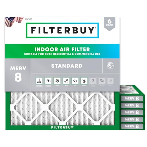 Filterbuy 11.25x11.25x1 Air Filter MERV 8 Dust & Allergy Defense (6-Pack) - size: 11.25x11.25x1