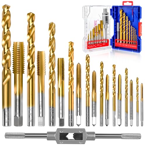 18Pcs Metric Drill and Tap Set with Tap Wrench for Metal, from M2 to M12 - size: M2 to M12