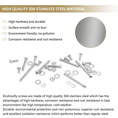 562 Pieces M2.5 x 4/6 /8/10 /12/16 /20mm Button Head Socket Cap Screws Nuts Washers Assortment Kit, 304 Stainless Steel, Fully Machine Thread - size: M2.5, style: Button Head