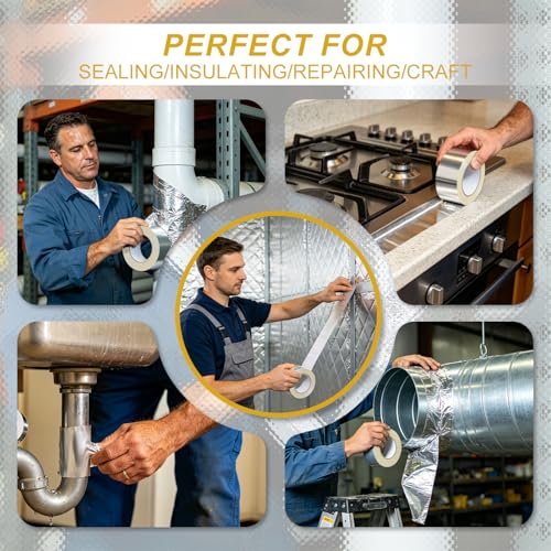 Aluminum Foil Tape, 4 in x 55 yd Heavy Duty Silver HVAC Tape - size: 4 Inch x 55 Yards
