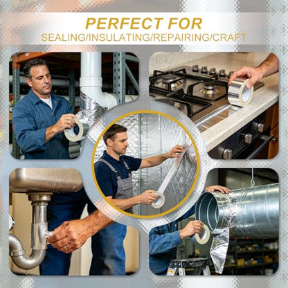 Aluminum Foil Tape, 4 in x 55 yd Heavy Duty Silver HVAC Tape - size: 4 Inch x 55 Yards