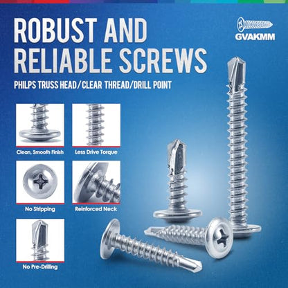 0.75LB (230pcs),#8x3/4''Sheet Metal Self-Tapping Screws,Modified Truss Head Zinc-Plated Self-Drilling Tek Screws,Ideal for Wood,Metal,Plastic and More(3/4 Inch,19mm,230Pcs) - size: #8x3/4 inch