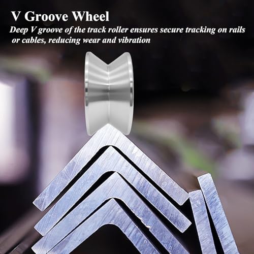 Sliding Gate Wheel Stainless Steel V Groove Wheel Heavy Duty Conveyor Rollers Industrial Caster Ball Bearing Pulley Rolling Gate Hardware Kit for Garage Door Machinery - size: 4pc 2inV
