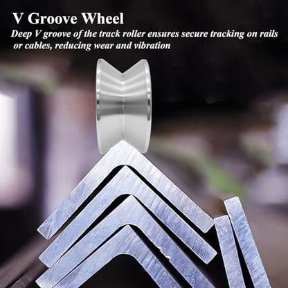 Sliding Gate Wheel Stainless Steel V Groove Wheel Heavy Duty Conveyor Rollers Industrial Caster Ball Bearing Pulley Rolling Gate Hardware Kit for Garage Door Machinery - size: 2pc 2inV