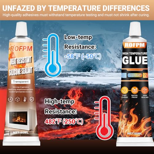 High Heat Silicone Glue Clear and Black, 100ml Heat Resistant Sealant - color: Clear and Black