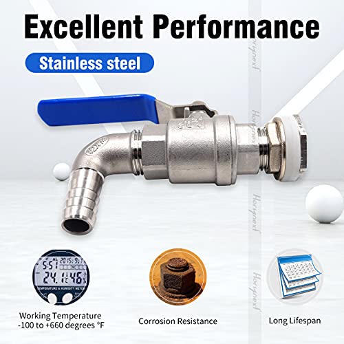 Beer Brewing Equipment, Stainless Steel Spigot,1/2 in Elbow Barb