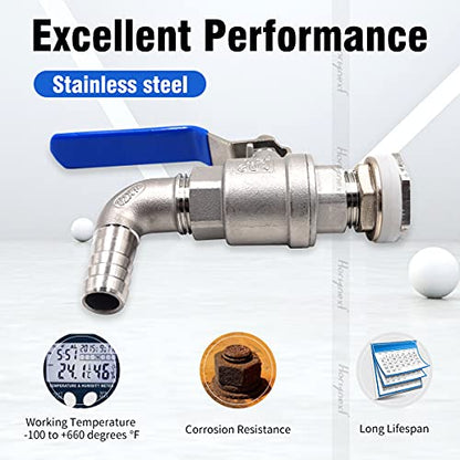 Beer Brewing Equipment, Stainless Steel Spigot,1/2 in Elbow Barb