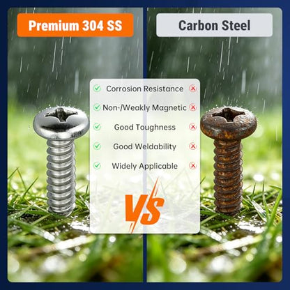 #4 x 1/4" (100 Pack) Stainless Steel Phillips Pan Head Wood Screws, Stainless Steel 304 (18-8), Pan Head Sheet Metal Screws Self Tapping for Wood - size: #4 x 1/4"