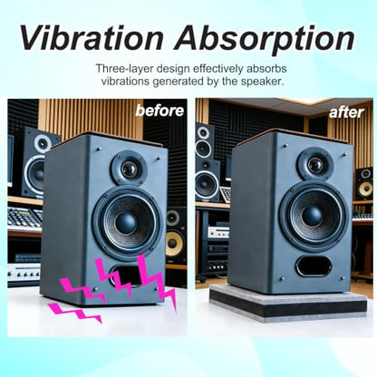 Studio Monitor Speaker Noise Isolation Pads 3-Layer Acoustic Stand Riser Foam Subwoofer Isolation Pad Audio Vibration Platform Stabilizer (Grey-Large - for 8-10 inches) - size: Grey-Large - for 8-10 inches