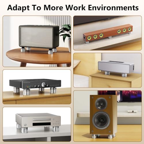 Height Adjustable Speaker Feet, Leveling Feet, 4 Pack Silver - color: Silver