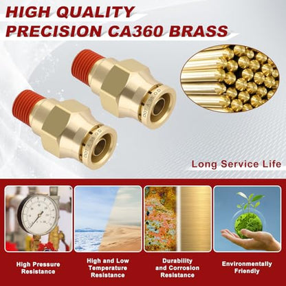 DOT Approved Male Straight Brass Union 3/8" Tube x 1/8" NPT, 4PCS - size: 3/8" OD x 1/8" NPT