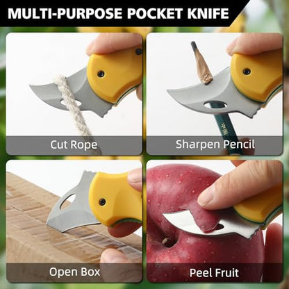 Small Pocket Knife for Men, Pocket Utility Knife with 1.38''Sharp Blade, Cute Folding Knife Box Cutter, Mini EDC Knives for Everyday Carry, Ideal Gifts for Men and Women（Yellow） - color: Yellow