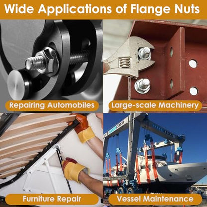 105pcs Serrated Flange Hex Lock Nuts Assortment Kit 304 Stainless Steel 5 Sizes - size: 105pcs Assortment kit