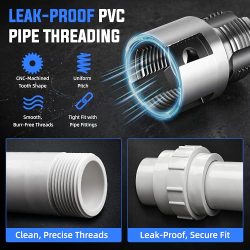 Valkynos 2PCS Internal & External Pipe Threading Tool, 1/2'' 3/4'' PVC Pipe Threader Kit with Storage Case, Heavy-Duty Alloy Steel, Electric Drill Compatible for Plumbing and Home Repair - size: 1/2"+3/4"