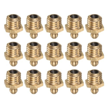 HARFINGTON 15pcs Brass Straight Grease Fitting M12x1.75mm Metric Thread Hydraulic Grease Nipple Accessories for Car - size: M12x1.75