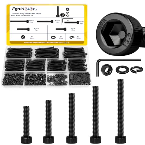 649PCS M3 Hex Socket Head Long Screws Kit, M3-0.5x30/35/40/45/50 mm - size: M3 649pcs