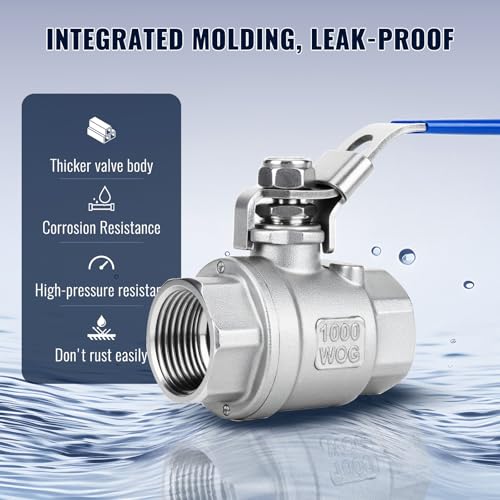 2 Pack 3/4'' Ball Valves NPT Female Stainless Steel 304 Full Port Locking Ball Valve Handle, Heavy Duty Shut Off Valve for Home and Industrial (3/4 Inch) - size: 3/4 Inch
