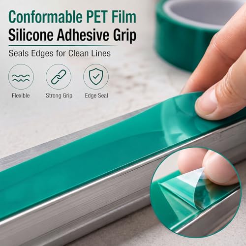 6 Pcs High Temp Tape 648 ft PET Heat Resistant, 1" 2" 4" - size: 1" 2" 4"