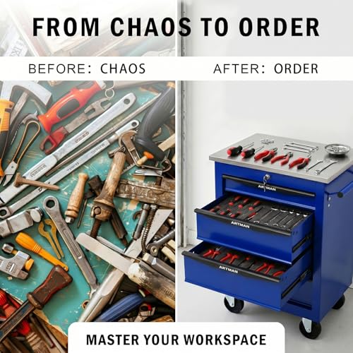 Rolling Tool Chest,Stainless Steel Worktop,Blue,4‑Drawer - color: Blue, size: 4-Drawers