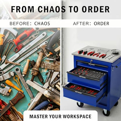Rolling Tool Chest,Stainless Steel Worktop,Blue,4‑Drawer - color: Blue, size: 4-Drawers