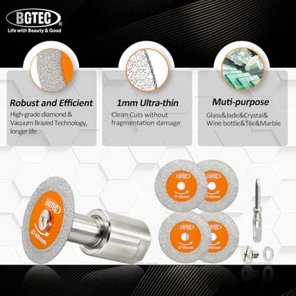 BGTEC Diamond Mini Glass Cutting Saw Blade 5PCS 2" Tile Cutter - size: 50MM*5