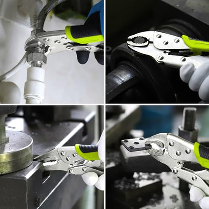 FASTPRO 4-Piece Locking Pliers Set with Heavy Duty Grip, Green - color: Green