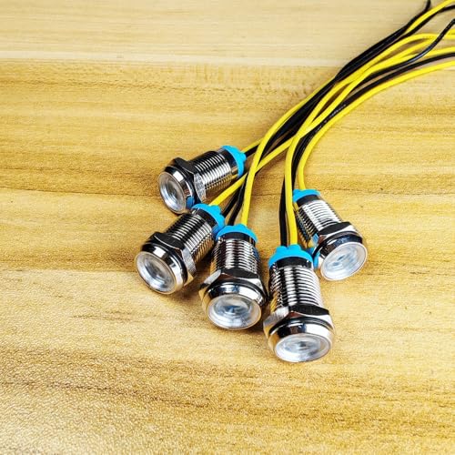 Gebildet 5pcs 10mm LED Metal Indicator Light 110V-220VAC Waterproof Signal Lamp (White) - color: White 110V