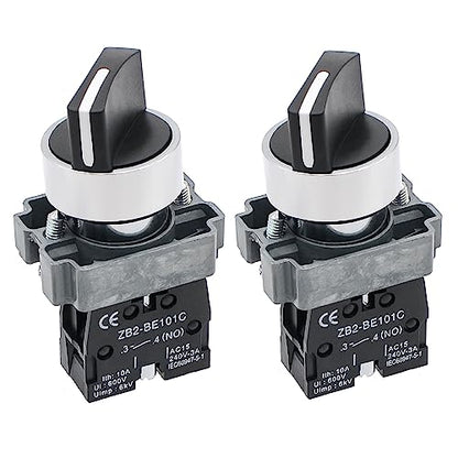 2-Pack Black 2-Position Metal Head Selector Switches, 1NO - style: Black 2-Position Selector Switch 1NO