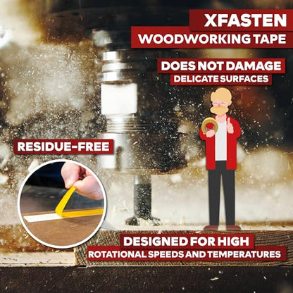 XFasten Double Sided Woodworking Tape 1 Inch x 108 Feet (3-Pack), Residue-Free, Removable Double Sided Woodworking Masking Tape for Wood Template, Mounting Boards MDF Edge Banding, Routing, Anchoring - size: 1 Inch x 36 Yards (3 Pack)