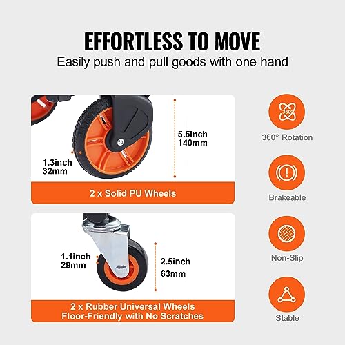VEVOR Aluminum Folding Hand Truck, 2 in 1 Design 300 Lbs Capacity, Heavy Duty Industrial Collapsible cart, Dolly Cart with Rubber Wheels for Transport and Moving in Warehouse, Supermarket, Garden - size: 300 lbs