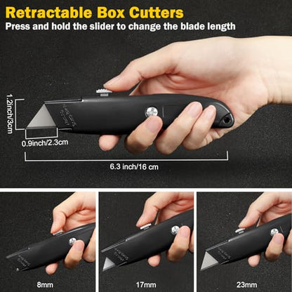 Reginary 30 Pcs Box Cutters Bulk, Utility Knives, Black - color: Black