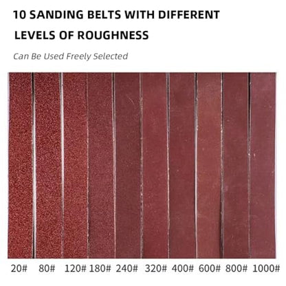 1/2 x 13 Inch Sanding Belts, 10 Pack Aluminum Oxide Abrasive Sandpaper, Multi-Grit Sanding Belts for Belt Sander, Ideal for Wood Metal Leather Polishing & Finishing
