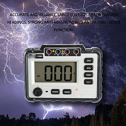 VC60B+ Digital Insulation Resistance Tester 250/500/1000V Lightweight Wide Range LCD Backlight Megger Megohm Meter