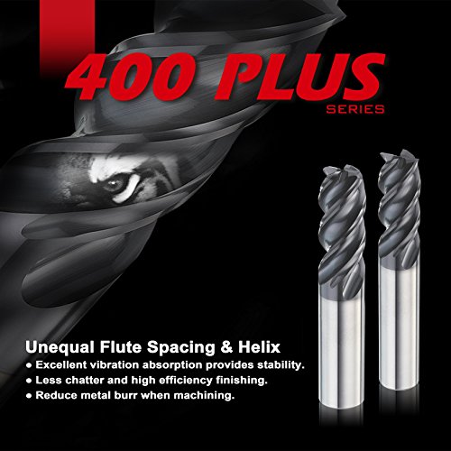 SPEED TIGER IPVR Carbide Corner Radius End Mill for Titanium - Unequal Flute Spacing and Helix Design - 4 Flute - IPVR1T5/8 0.03" 4 - Made in Taiwan (1 Piece, R0.03, 5/8") - size: 5/8 in, style: R0.03