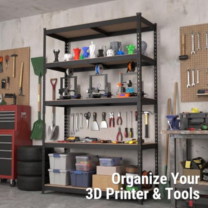 WORKPRO Shelving with MDF Board, 35-3/10”W x 17-1/2”D x 72”H, 1650LBS Load - color: Black, size: 35.3"W x 17.5"D x 72"H