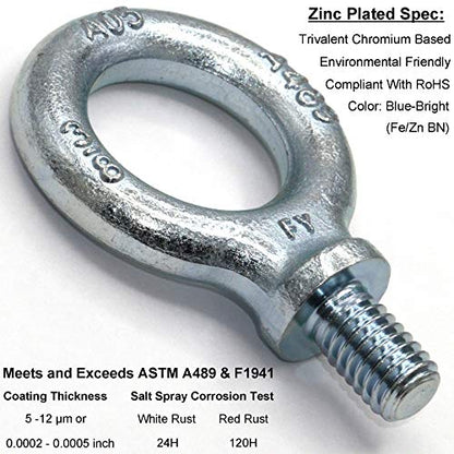 2 Pcs Lifting Shoulder Eye Bolts 3/8"-16 X 5/8" | Blue-Bright Zinc Plated - color: Blue Bright Zinc Plated, size: 3/8"-16 X 5/8"