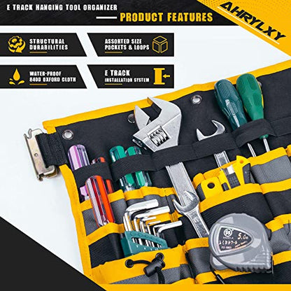 E-Track Hanging Tool Organizer, Wall Mounted Multi Pocket Tool Holder - size: 2 Pack