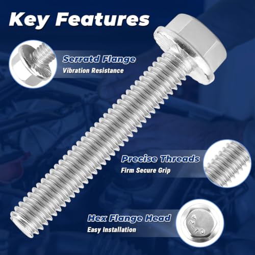 1/4-20 x 5/8" Flanged Hex Bolts (20 pcs), 18-8 (304) Stainless Steel, External Hex Drive, Hexagon Head Bolts Screws with Flange Washer, Fayeploo - color: Silver, size: 1/4-20 x 5/8