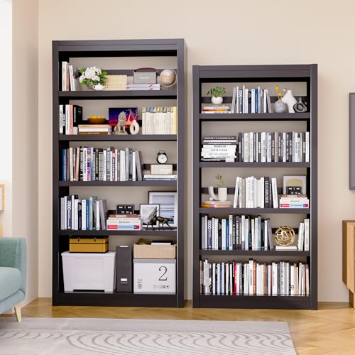 Bookshelf,6-Tier Adjustable Steel Book Shelf,61" H Heavy Duty Metal Bookcase for Home/Office/Garage,Black Shelf (Black, 61" Tall) - color: Black, size: 61"H*27.5"W