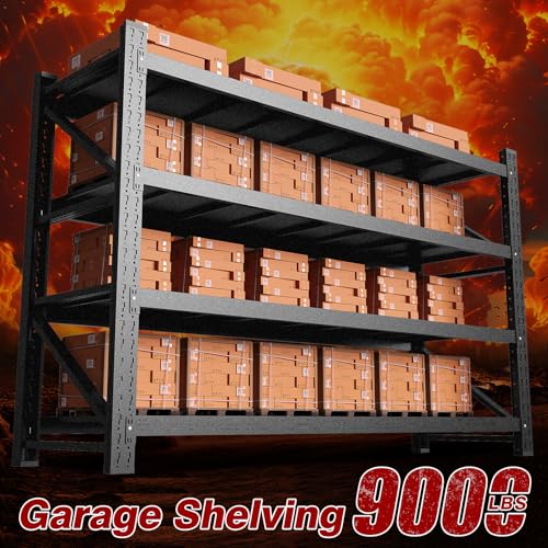 Fesbos 9000LBS Metal Steel Storage Shelves - 75" W Black 4 Tier Heavy Duty Rack Commercial Industrial Shelving with Adjustable Shelf for Basement Garage Warehouse - 75" W x 24" D x 70" H - size: 75" W x 24" D x 70" H