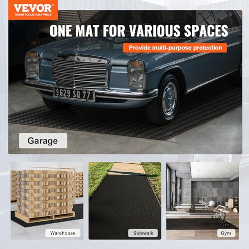 VEVOR Diamond-Plate Rubber Flooring Roll, 3 mm x 4 ft x 6 ft Garage Floor Mat, SBR Rubber Garage Flooring Roll, Easy to Clean, Diamond Plate Rubber Mat for Under Cars, Garage Industry Gym, Black - size: 72"L x 48"W x 0.12"Th
